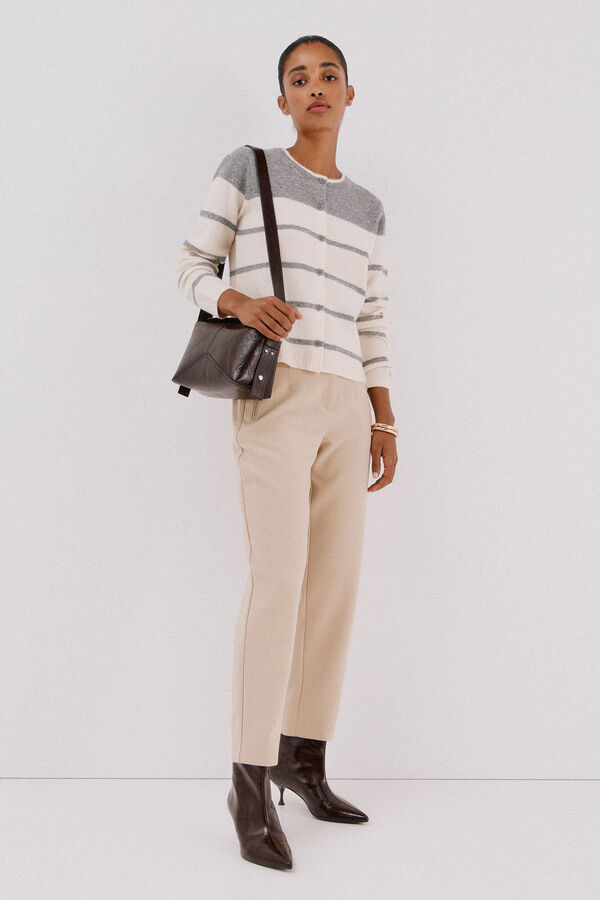 Cortefiel Zippered pants Beige