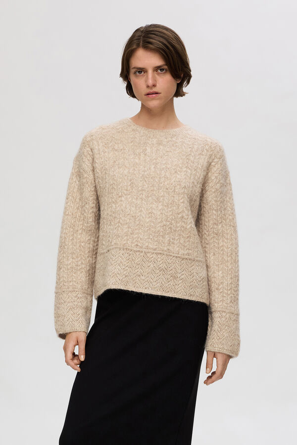 Cortefiel Structured jersey made with wool and alpaca. Brown