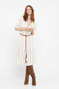 Cortefiel Belted shirt dress Printed white