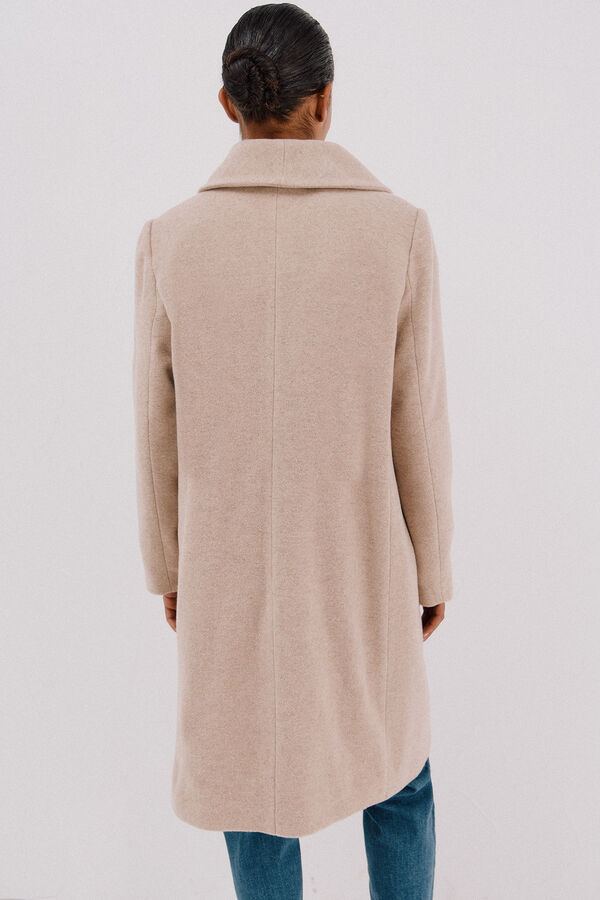 Cortefiel Coat with fur effect detail Nude