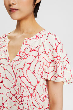 Cortefiel Floral print blouse with slight sheen Ecru
