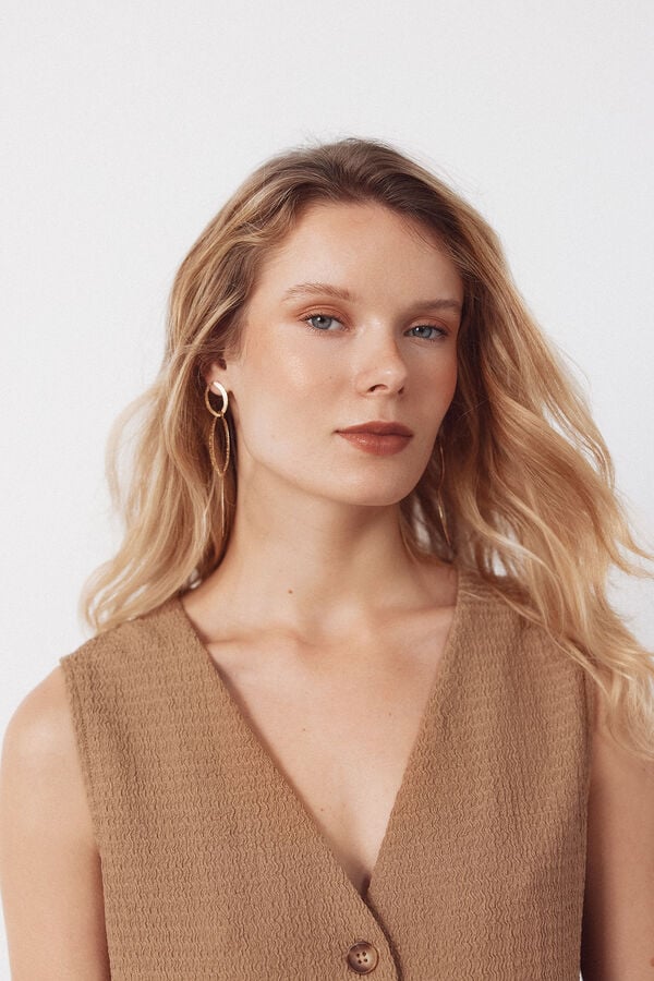 Cortefiel Structured jersey-knit vest Beige