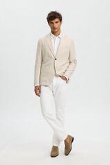 Selected Linen jacket with flap Beige