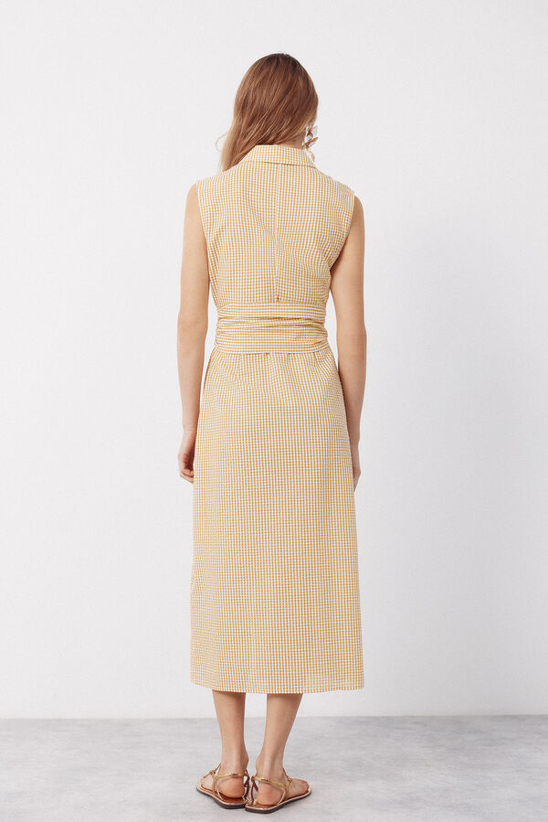 Cortefiel Gingham shirt dress Printed yellow