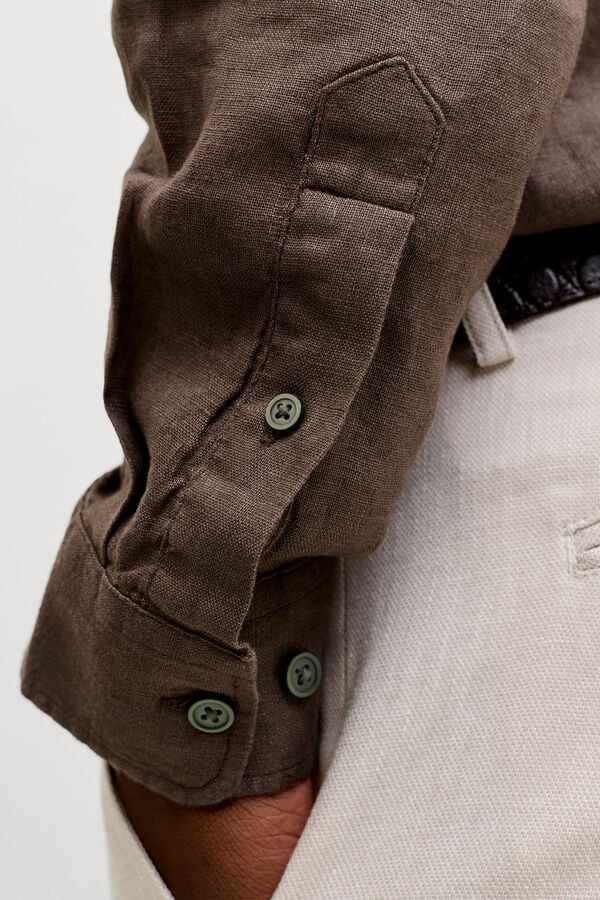 Jack & Jones Camisa de linho relaxed Castanho