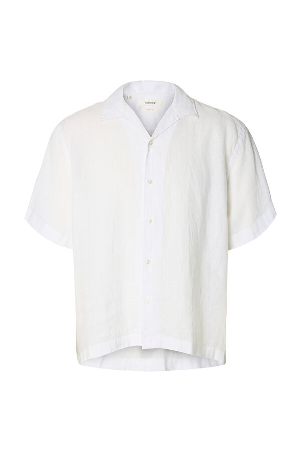 Selected Camisa de manga curta em linho Branco