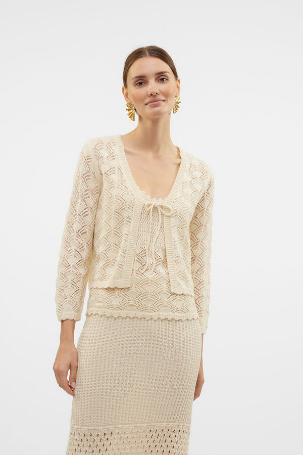 Vero Moda Cárdigan de punto calado Cinzento