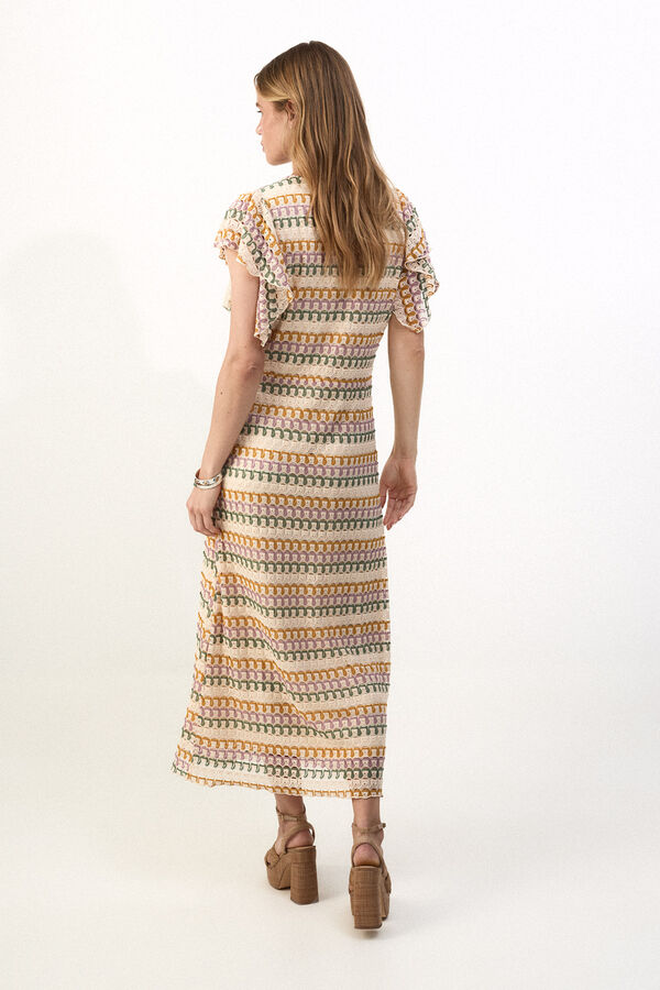 Cortefiel Vestido com estrutura multicolor Laranja