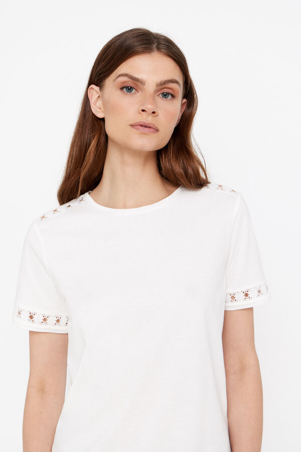 Cortefiel Camiseta cinta floral Blanco 