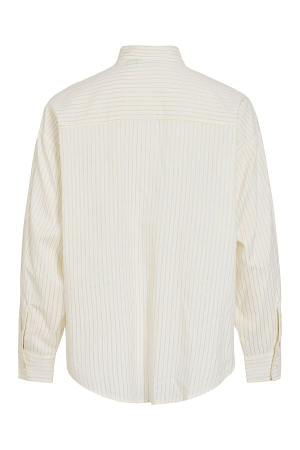 Vila Camisa de riscas com la&ccedil;ada na gola Branco