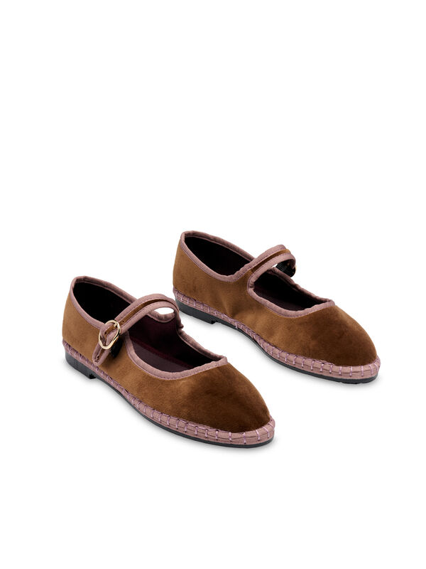Flabelus Mery Jane de terciopelo Camel