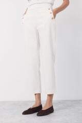 Cortefiel Gold-button trousers Ivory