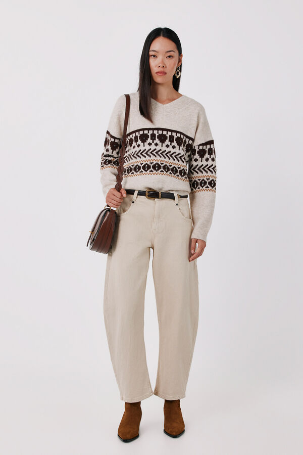 Cortefiel Jacquard gemstones jumper Ivory