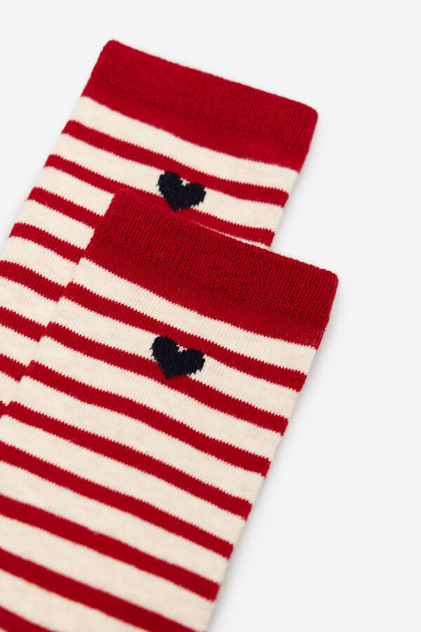 Cortefiel Striped print long socks Red