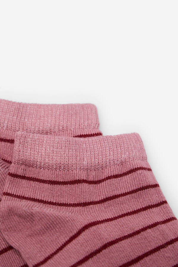 Cortefiel Short striped socks Pink