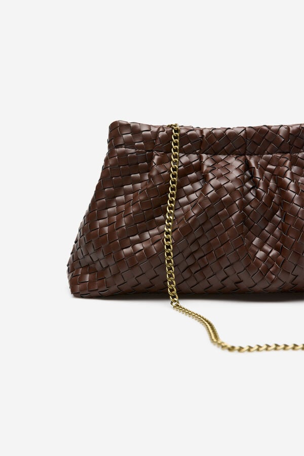 Cortefiel Woven handbag Dark brown