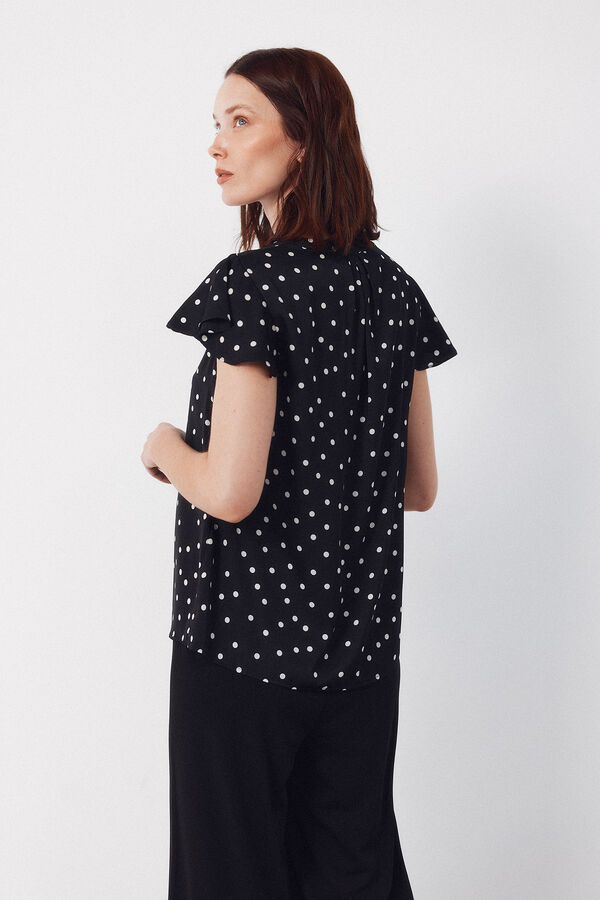 Cortefiel Blusa fluida manga com folho Cinzento