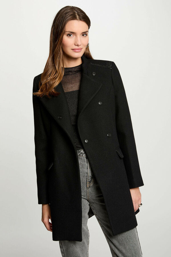 Cortefiel Long buttoned coat Black