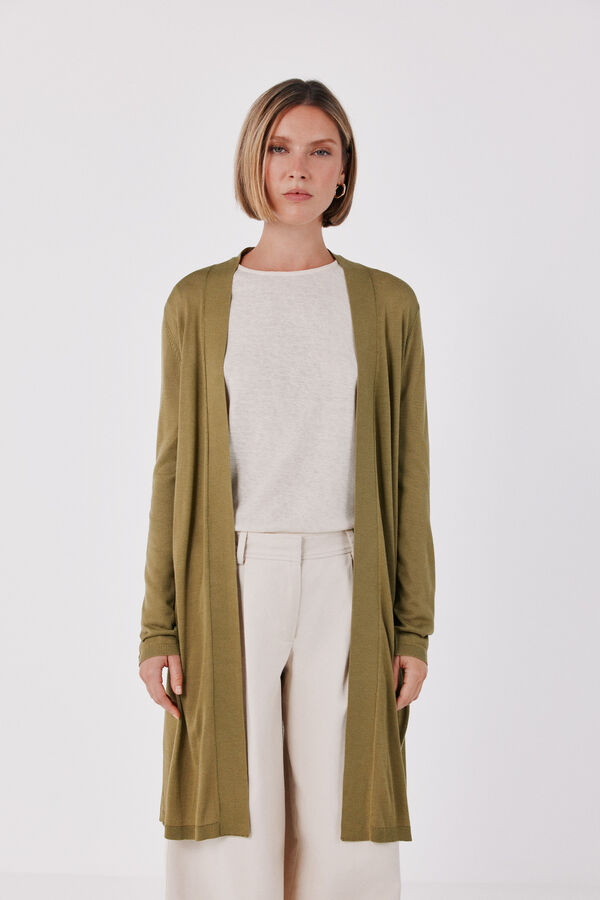 Cortefiel Fine knit jacket Green