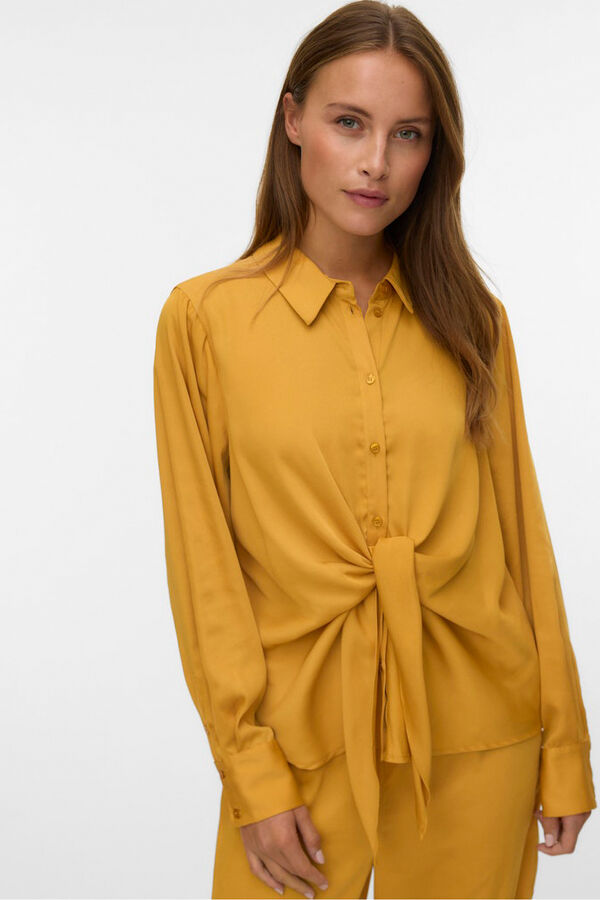 Vero Moda Camisa de cetim de manga comprida  Castanho