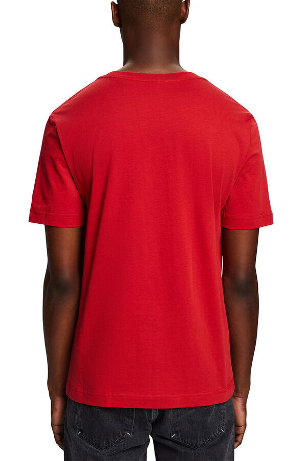 Cortefiel Essential slim-fit cotton T-shirt Red
