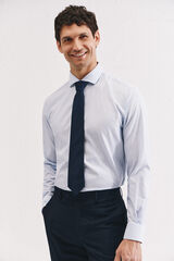 Cortefiel Slim fit easy-iron ottoman dress shirt Blue