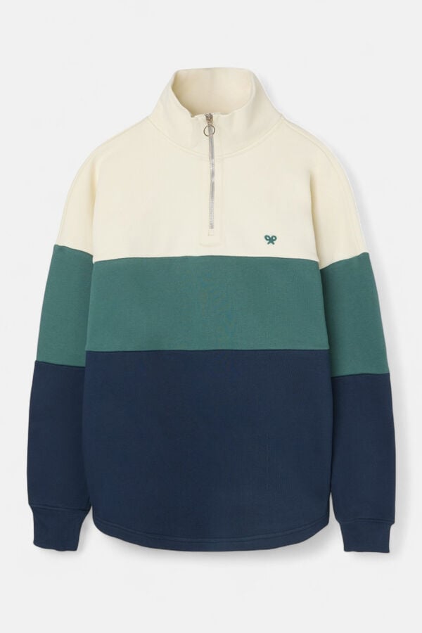 Silbon Sudadera relaxed fit media cremallera bloques Verde