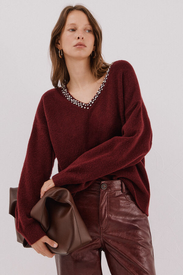 Cortefiel Jersey punto joyas Maroon