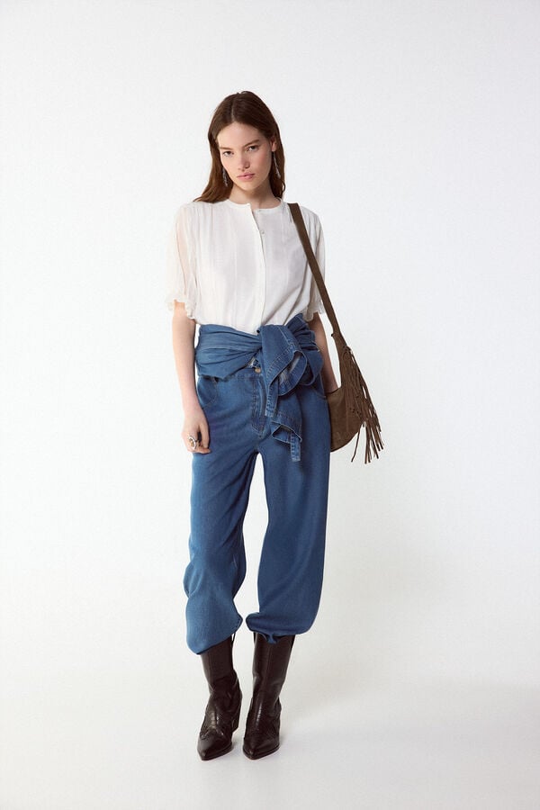 Slowlove Blusa dobby fluido Marfil