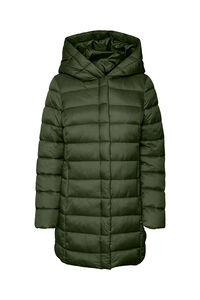 Cortefiel Long quilted coat with hood Green