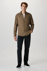 Selected Slim fit long sleeve shirt . Brown