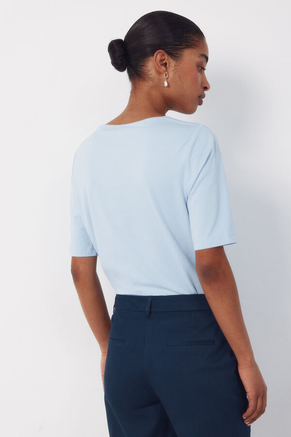 Cortefiel Boat neck t-shirt Blue