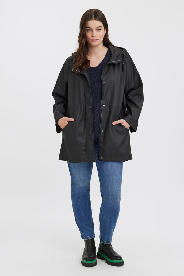 Cortefiel Plus size short raincoat Black