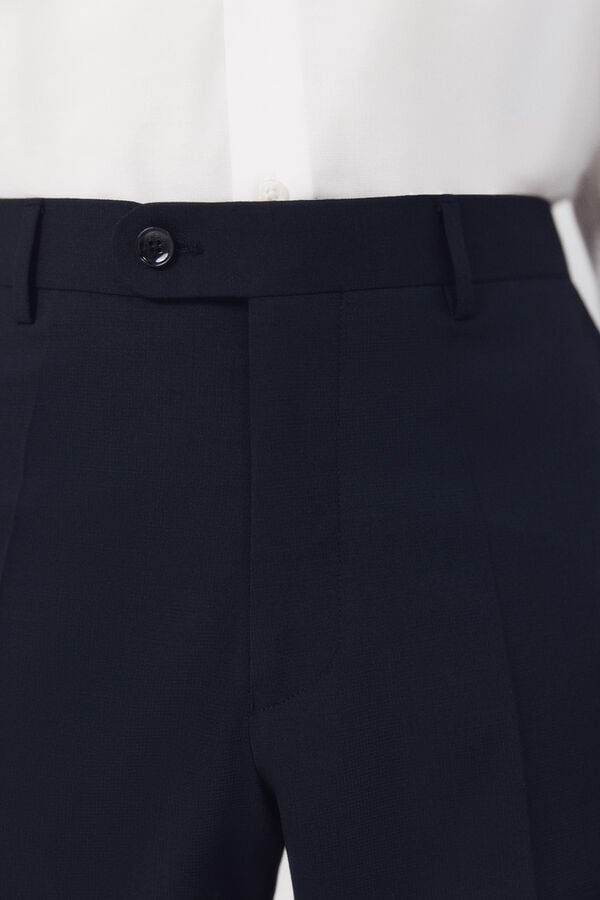 Cortefiel Dynamic blue structured trousers Navy