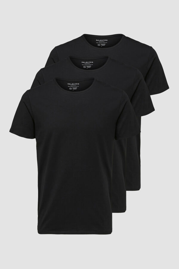 Cortefiel Pack of 3 plain short-sleeved T-shirts Black