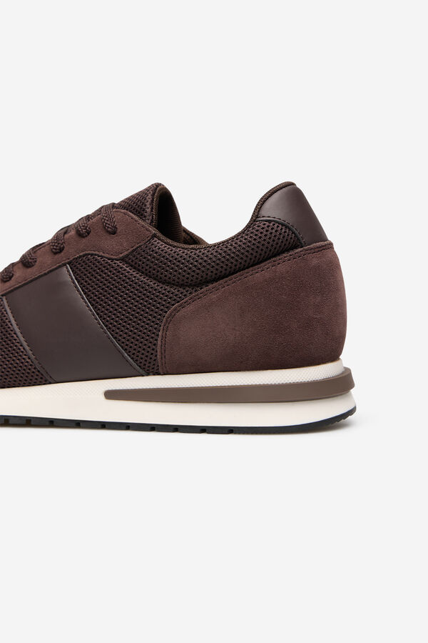 Cortefiel Leather and textile sneaker Camel