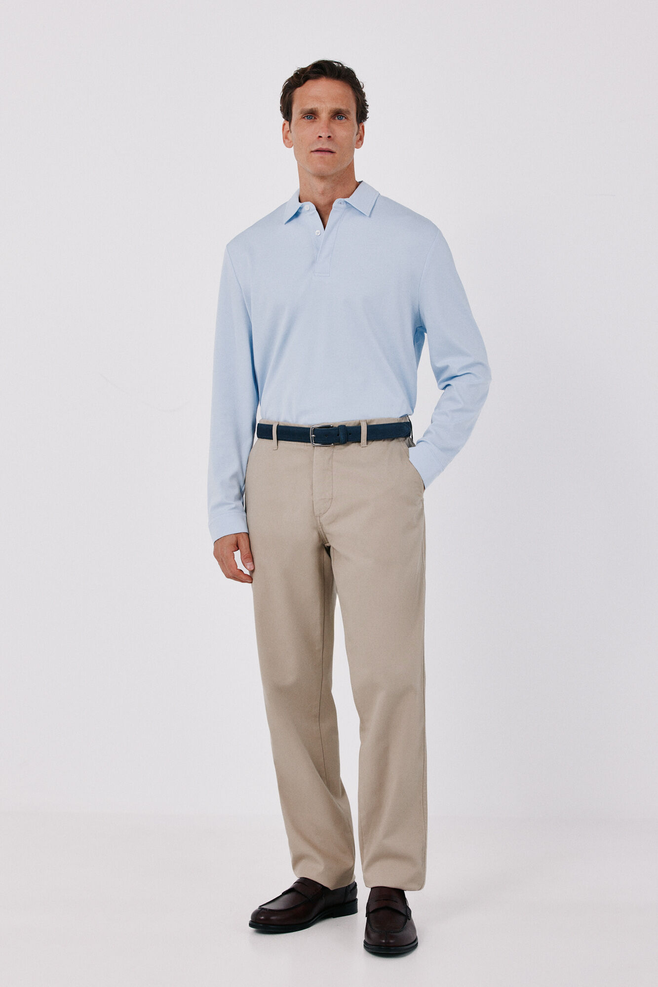 Cortefiel Long sleeve refined polo shirt