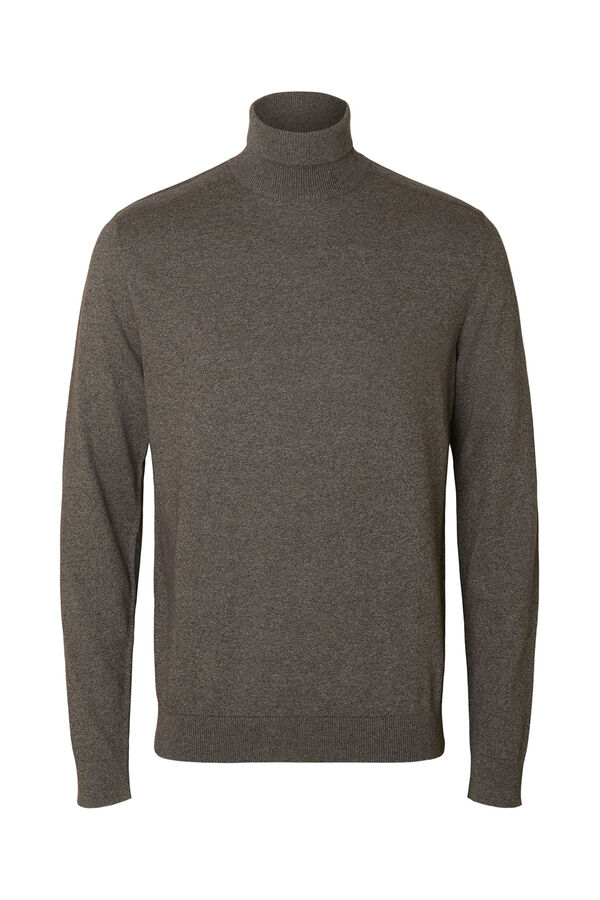 Selected Camisola de gola de algodão orgânico  Cinzento