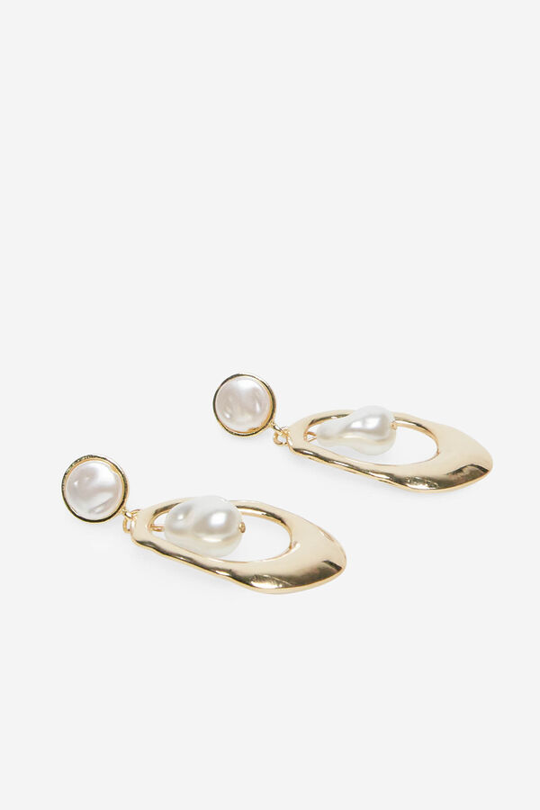 Cortefiel Hoop and pearl earrings Gold