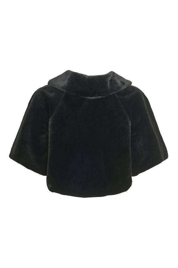 Vila Casaco de capa de pele sint&eacute;tica Preto