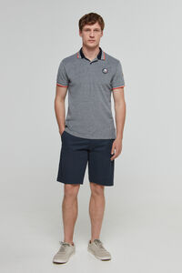Cortefiel Micro-stripe polo shirt with all over privata print  Grey