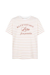 Cortefiel T-shirt riscas estampada Impress&atilde;o