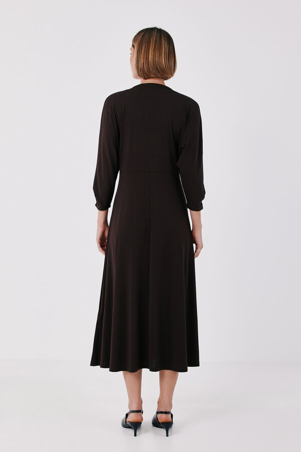 Cortefiel Vestido fluido el&aacute;stico Castanho