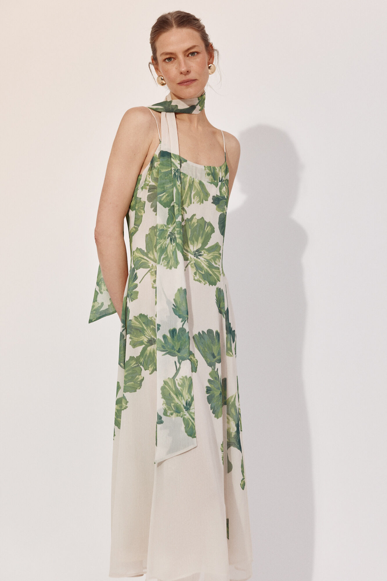 Cortefiel long dress with positional print