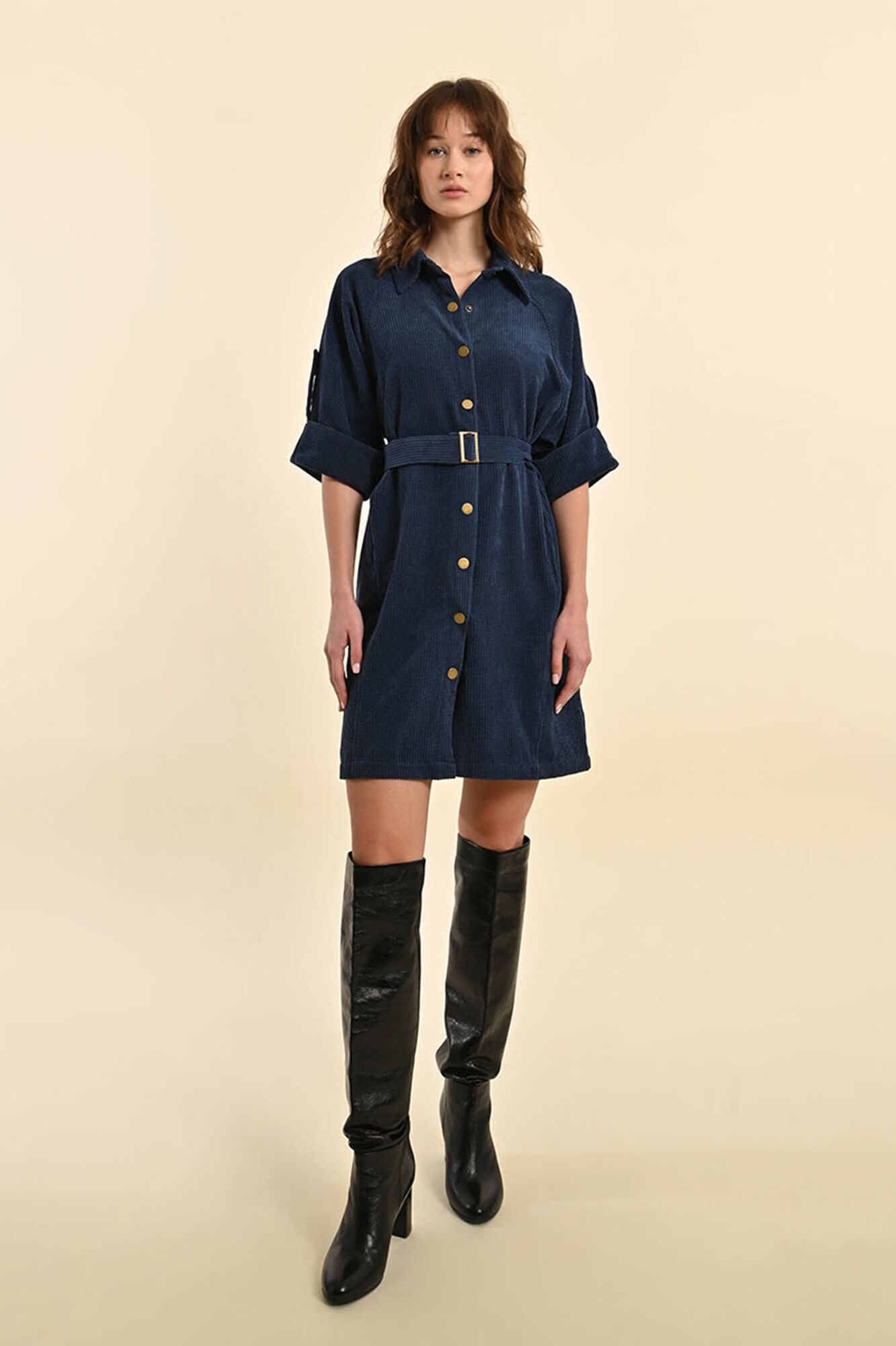Shirt dress with stockings best sale