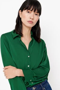 Cortefiel Camisa satinada Verde oscuro