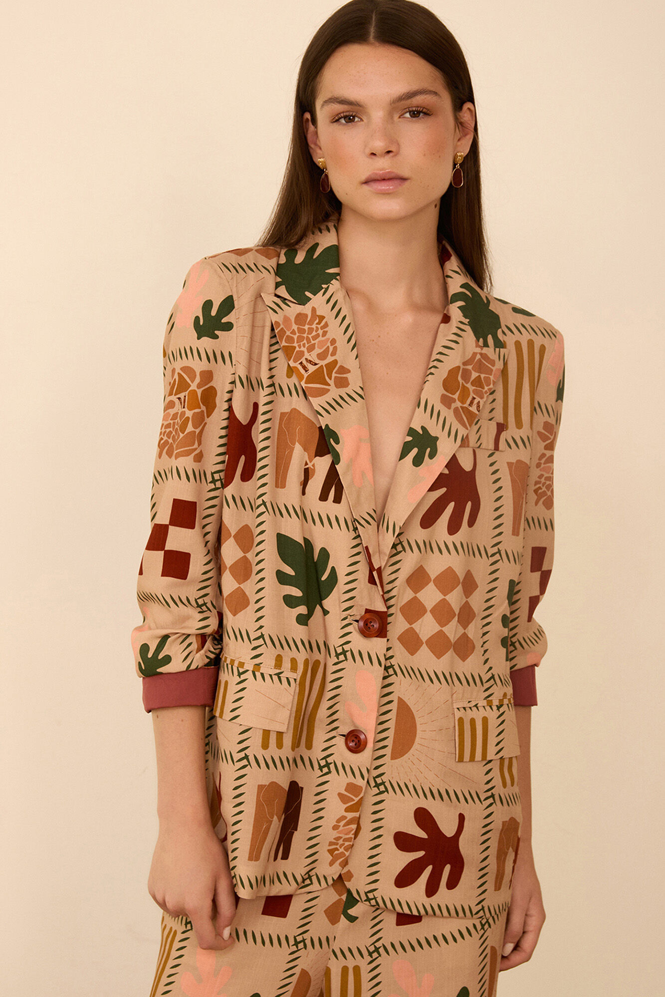 Meisie Printed fluid blazer