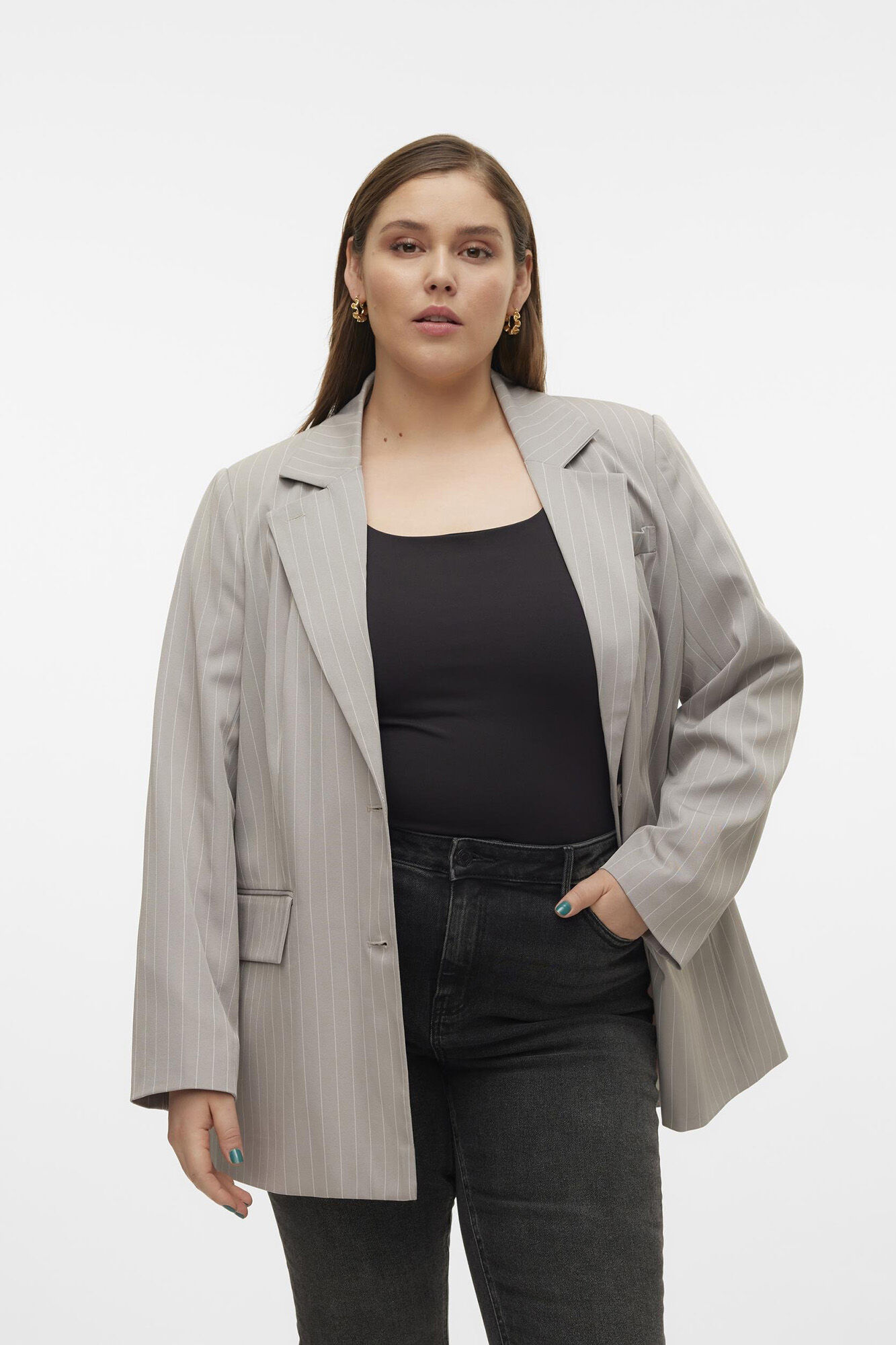 Blazer de rayas talla grande Americanas y blazers de mujer Cortefiel