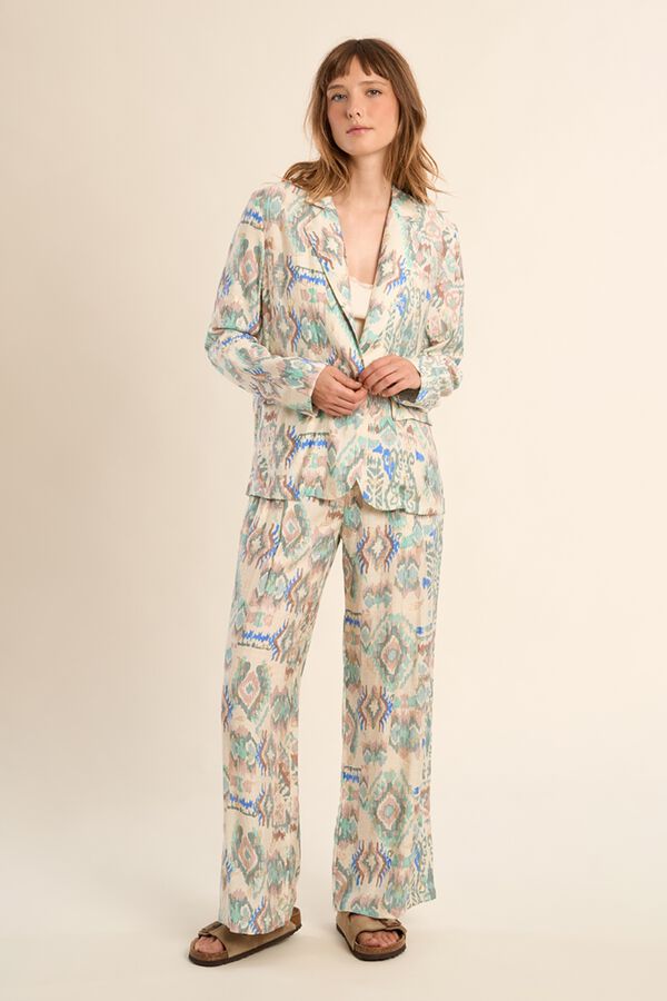 Molly Bracken Blazer de mulher de manga comprida estampado Verde