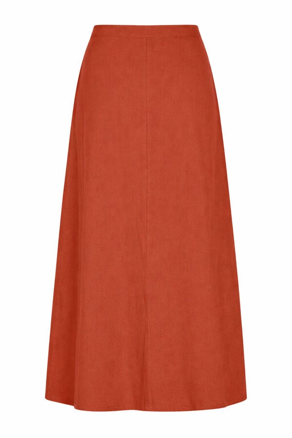 Vila Saia midi cruzada de linho Vermelho